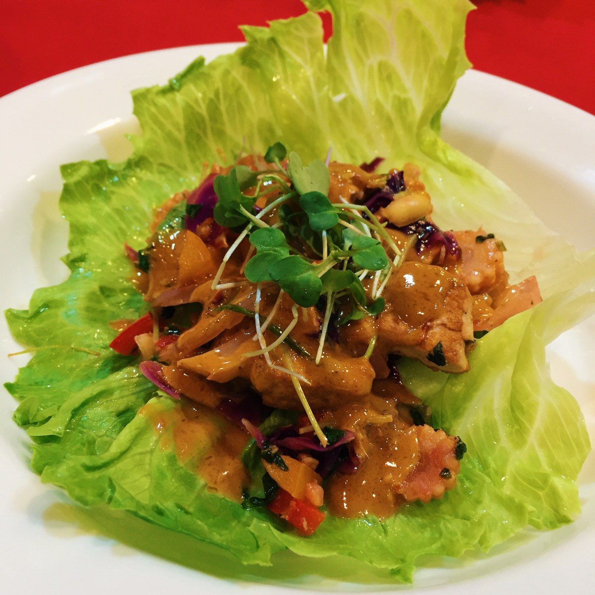 Asian Lettuce Wraps with Chili Peanut&nbsp;Sauce