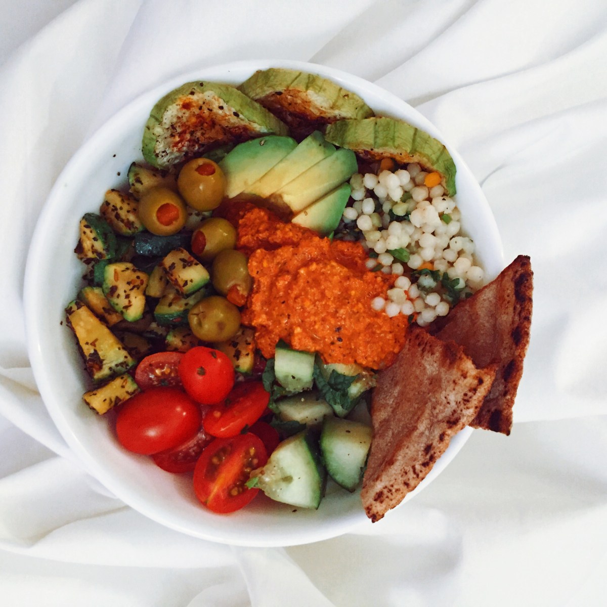 Mediterranean Bowl with Roasted Red Pepper&nbsp;Chutney