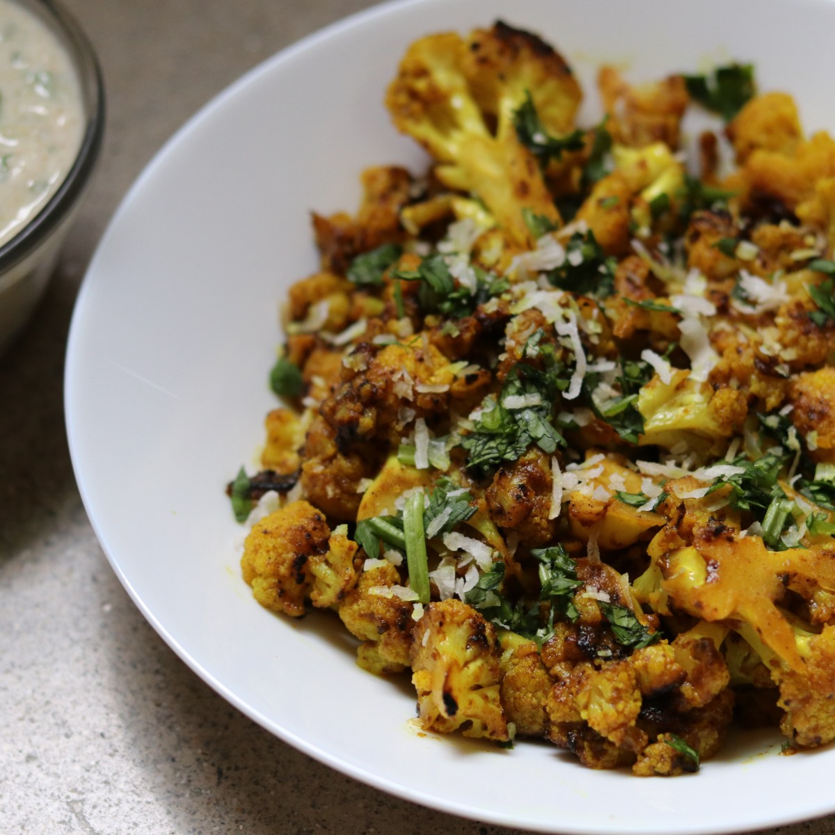 Tamarind Curried Cauliflower + Cucumber&nbsp;Raita