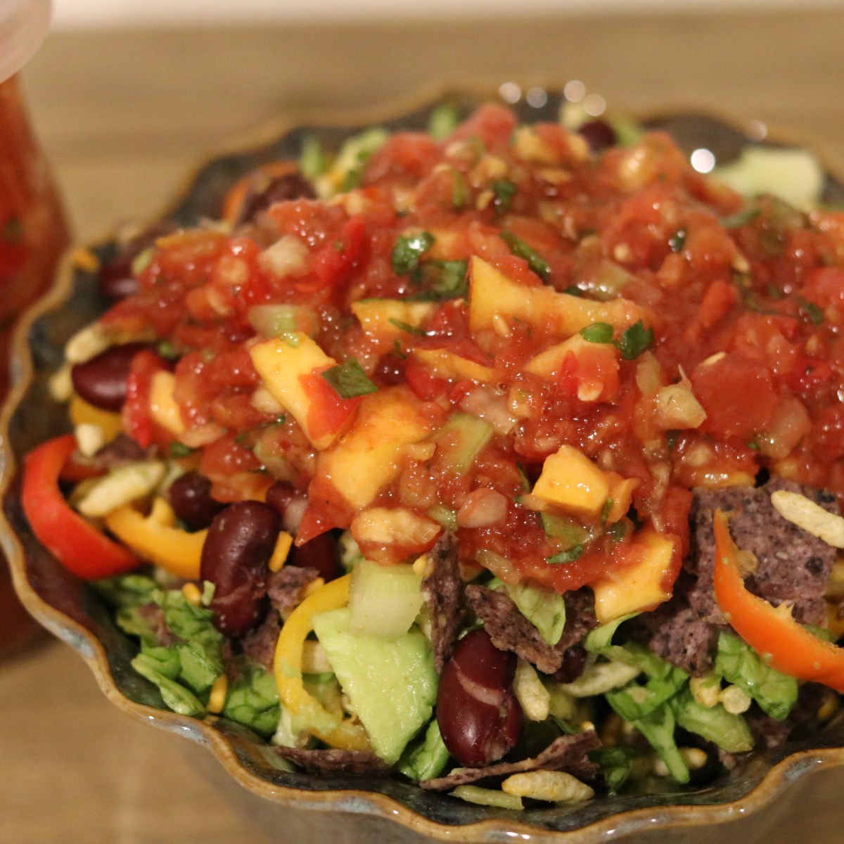 Burrito Bowl Bhel + Mango-Peach Habañero&nbsp;Salsa